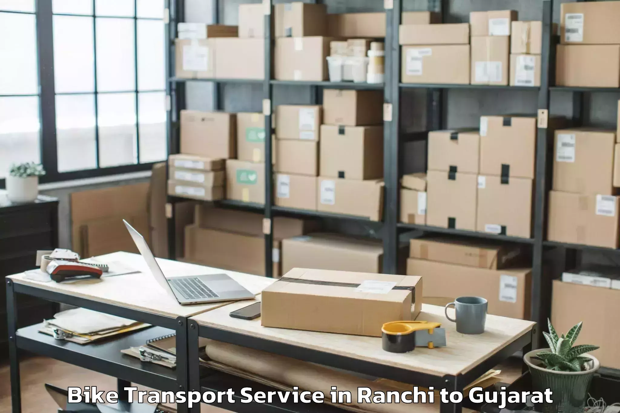 Professional Ranchi to Udhana Bike Transport